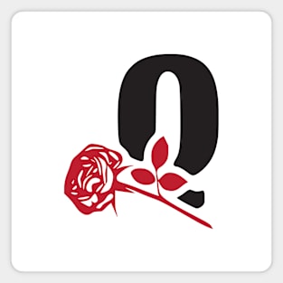 Letter Q monogram with a red rose. Magnet